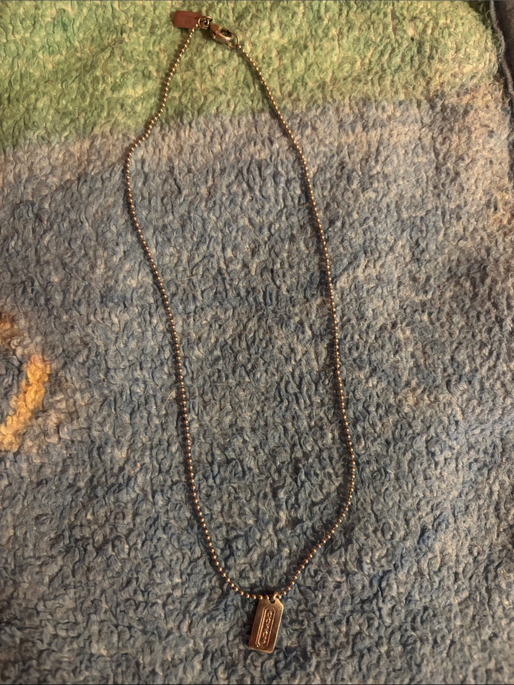 925 silver Beaded Necklace with Coach Tag Pendant - Women Jewelry